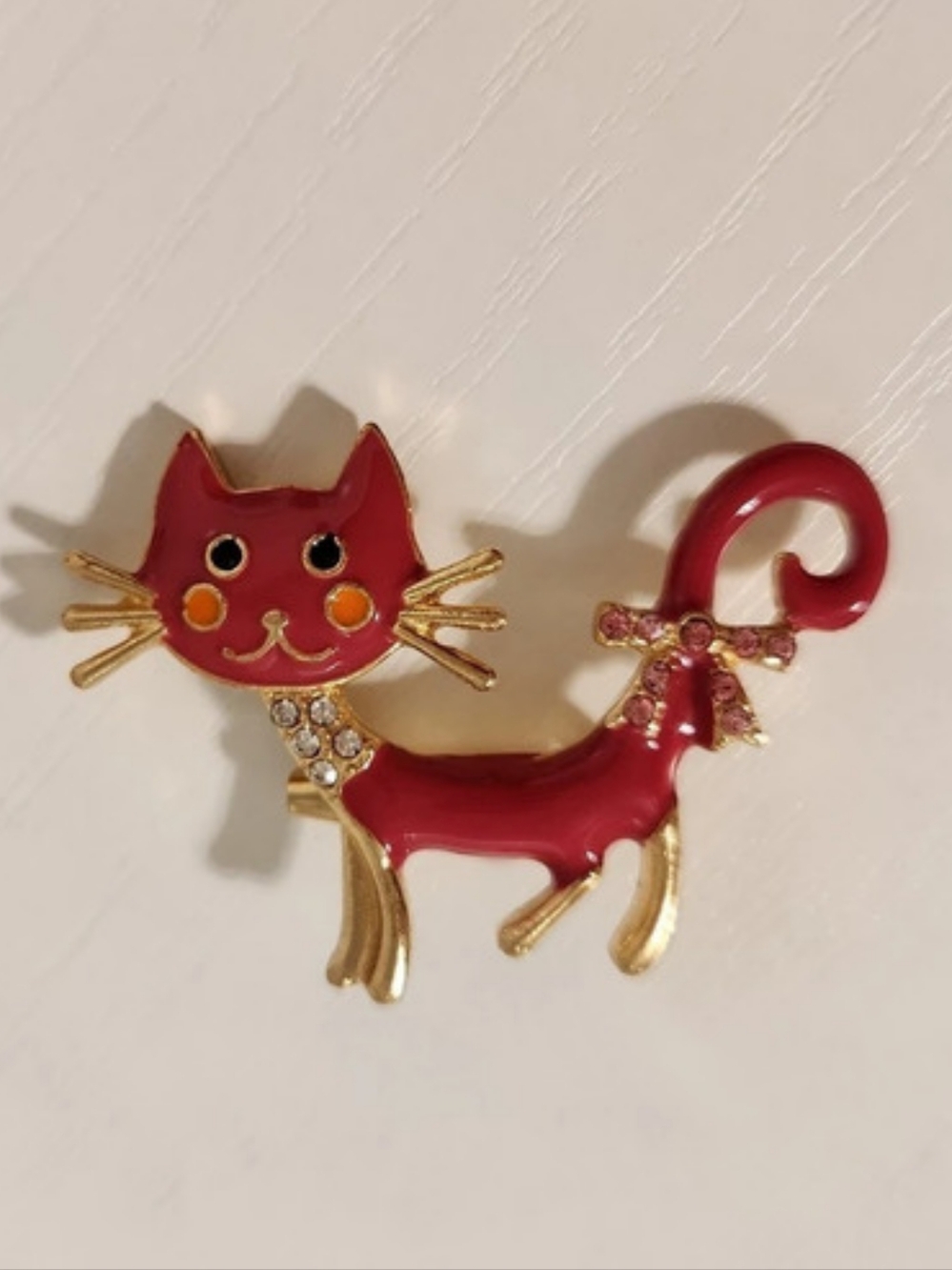 Red & Gold Cat Brooch New Without Tage